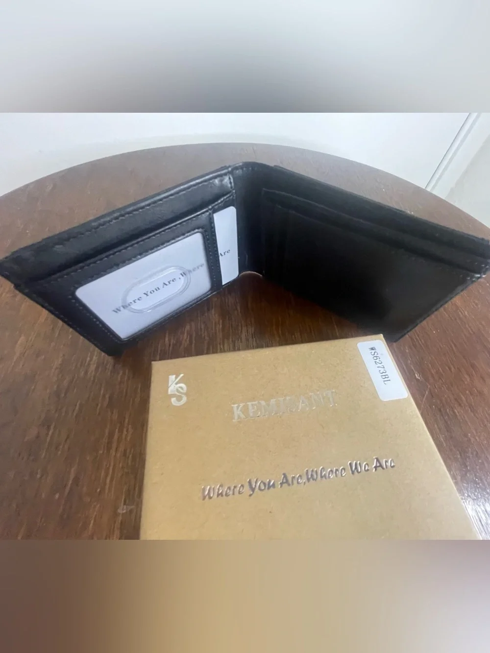 Men's Black Leather Fold Wallet - Card Holder - set of 2 wallets - money clip